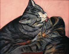 Two Cats with Pink