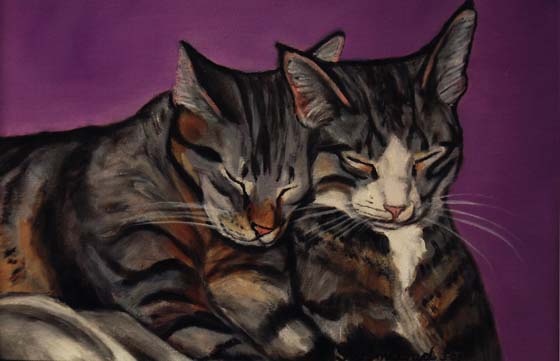 Two Cats with Purple 